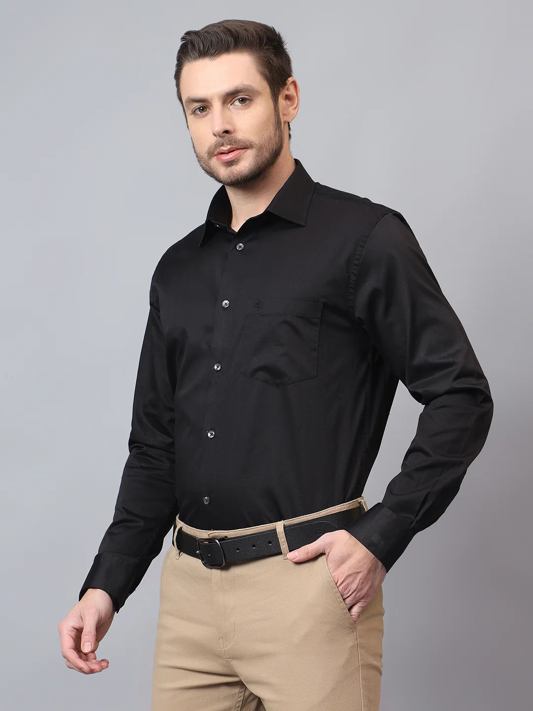 Formal Shirt for Men l Breathable & Soft with Color Fastness Regular Fit Spread Collar Neck Cotton Fabric Solid Pattern - Image 3