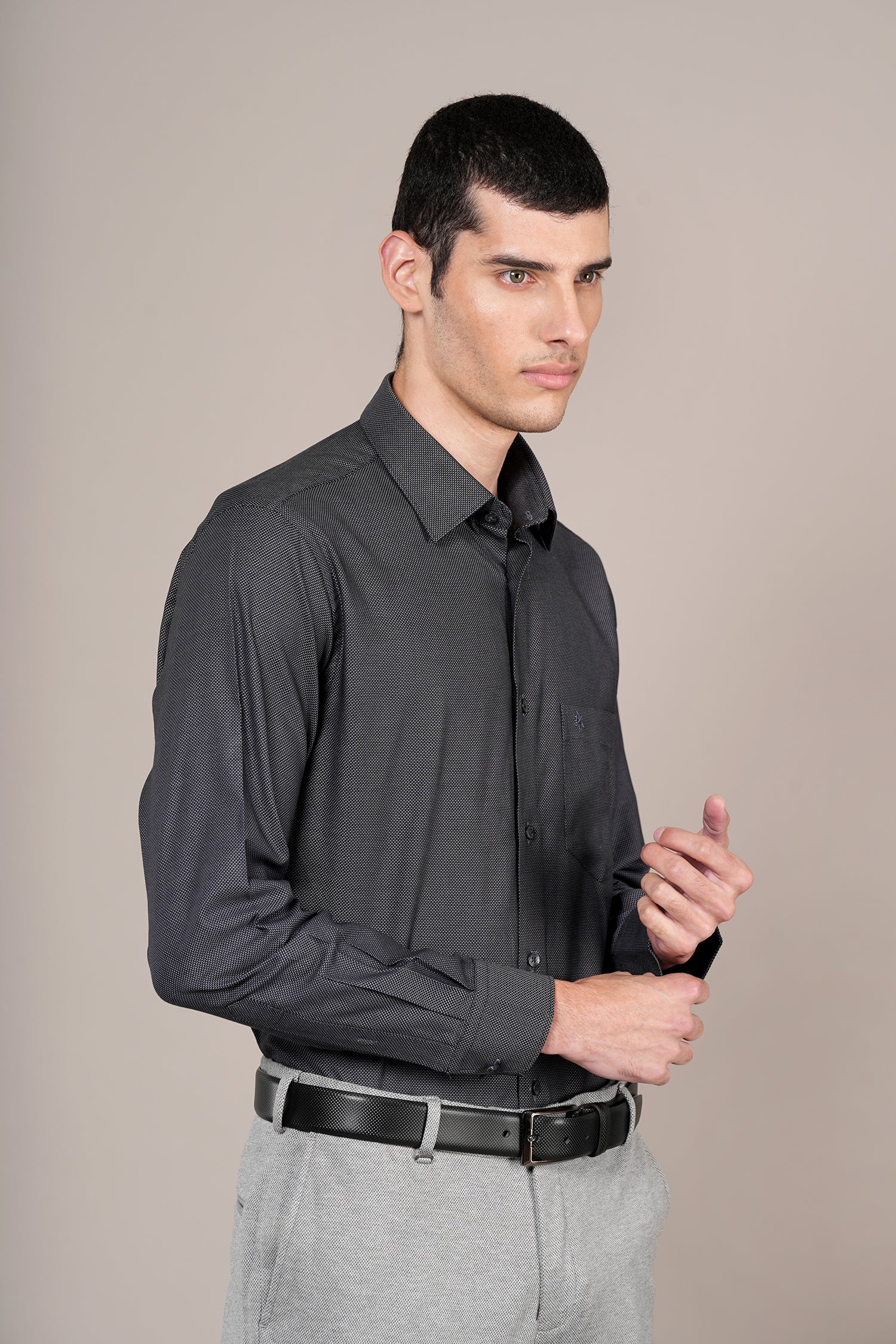 Formal Shirt for Men l Breathable & Soft with Color Fastness Regular Fit Spread Collar Neck Cotton Fabric Self Design Pattern - Image 4