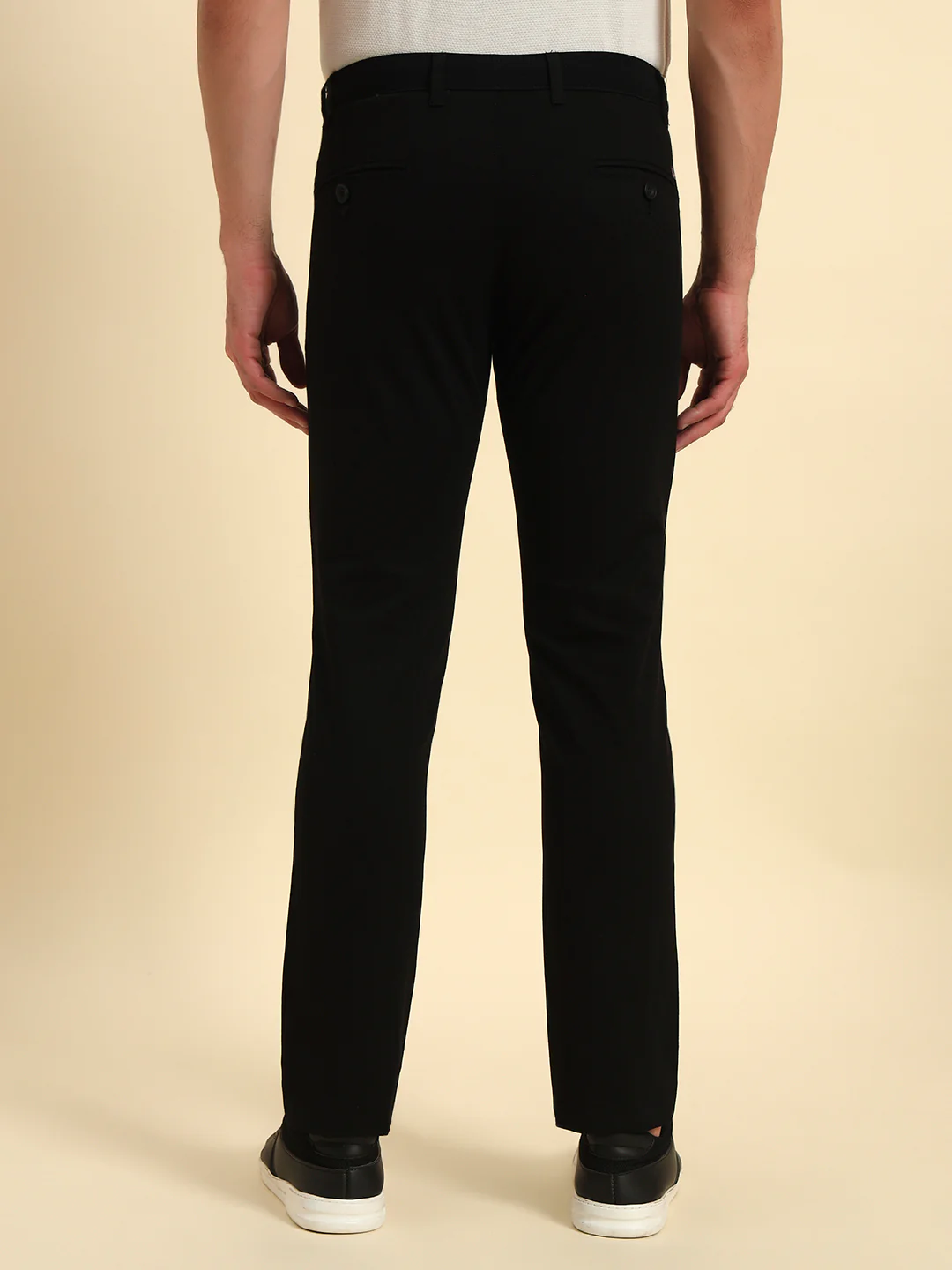 Casual Trouser for Men | Breathable & Soft with Color Fastness Regular Fit Cotton Blend Fabric Self Design Pattern Button Closure - Image 3