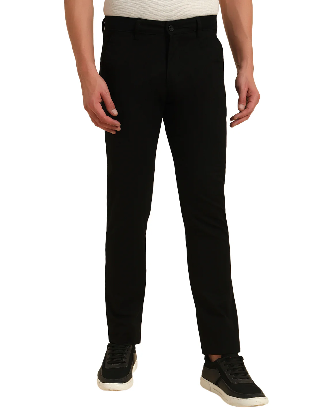 Casual Trouser for Men | Breathable & Soft with Color Fastness Regular Fit Cotton Blend Fabric Self Design Pattern Button Closure - Image 4