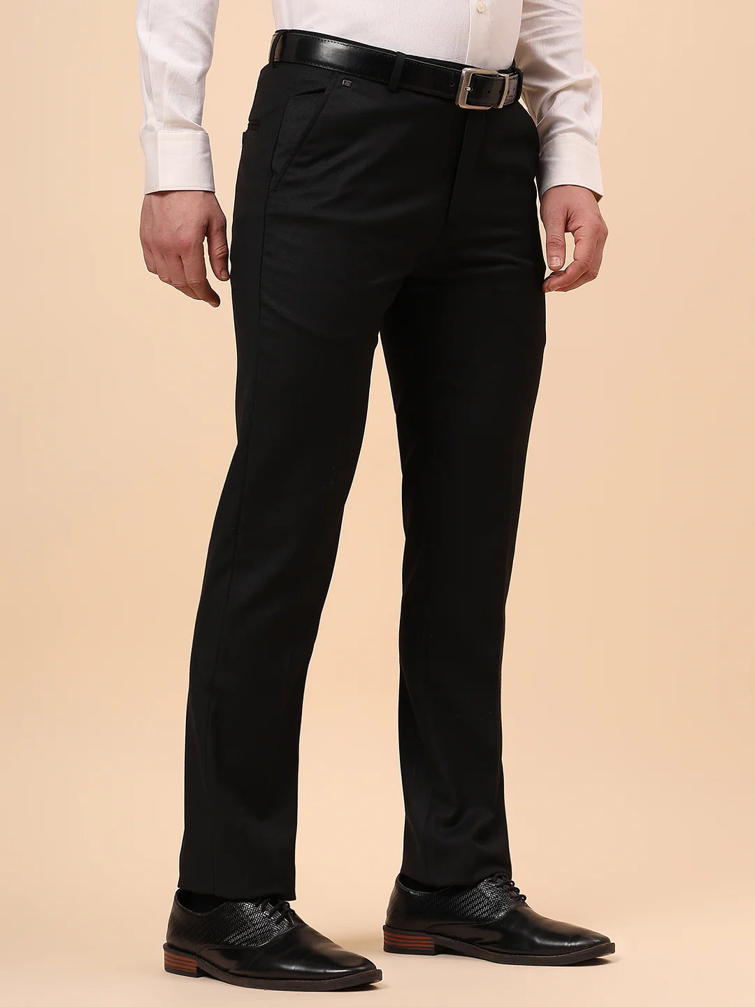 Formal Trouser for Men | Breathable & Soft with Color Fastness Regular Fit Terry Rayon Fabric Solid Pattern Hook & Eye Closure - Image 6