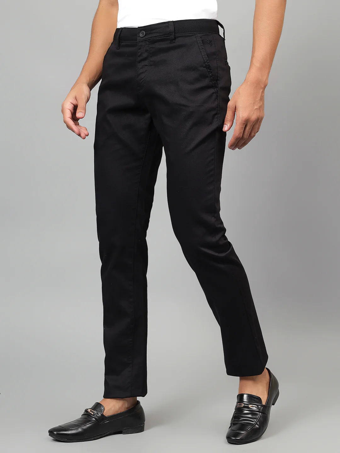 Casual Trouser for Men | Breathable & Soft with Color Fastness Regular Fit Cotton Blend Fabric Self Design Pattern Button Closure - Image 4