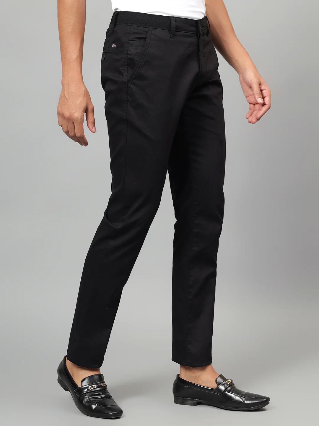 Casual Trouser for Men | Breathable & Soft with Color Fastness Regular Fit Cotton Blend Fabric Self Design Pattern Button Closure - Image 5