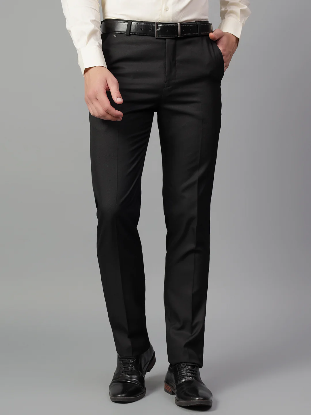 Formal Trouser for Men | Breathable & Soft with Color Fastness Regular Fit Poly Viscose Fabric Solid Pattern Hook & Eye Closure - Image 2