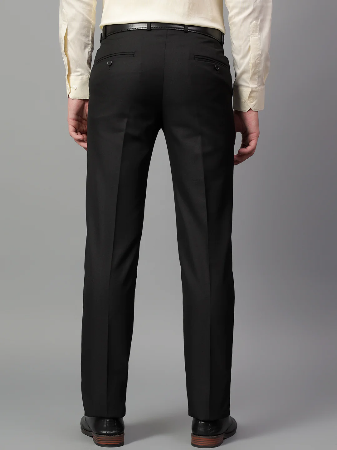 Formal Trouser for Men | Breathable & Soft with Color Fastness Regular Fit Poly Viscose Fabric Solid Pattern Hook & Eye Closure - Image 3