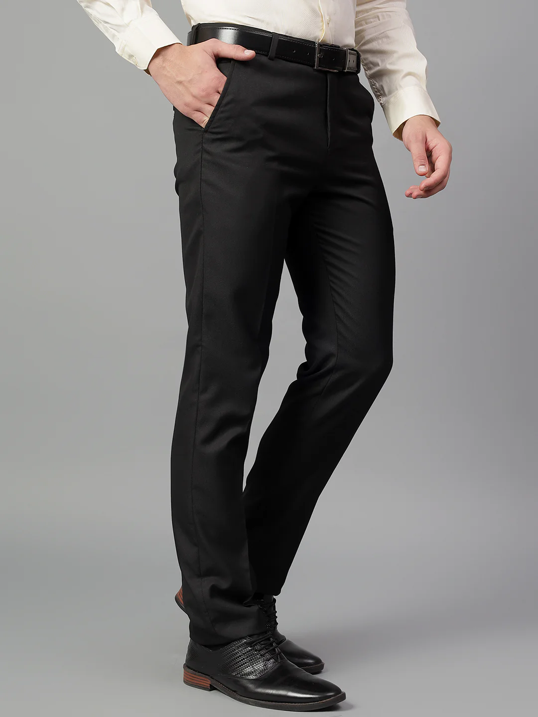 Formal Trouser for Men | Breathable & Soft with Color Fastness Regular Fit Poly Viscose Fabric Solid Pattern Hook & Eye Closure - Image 5