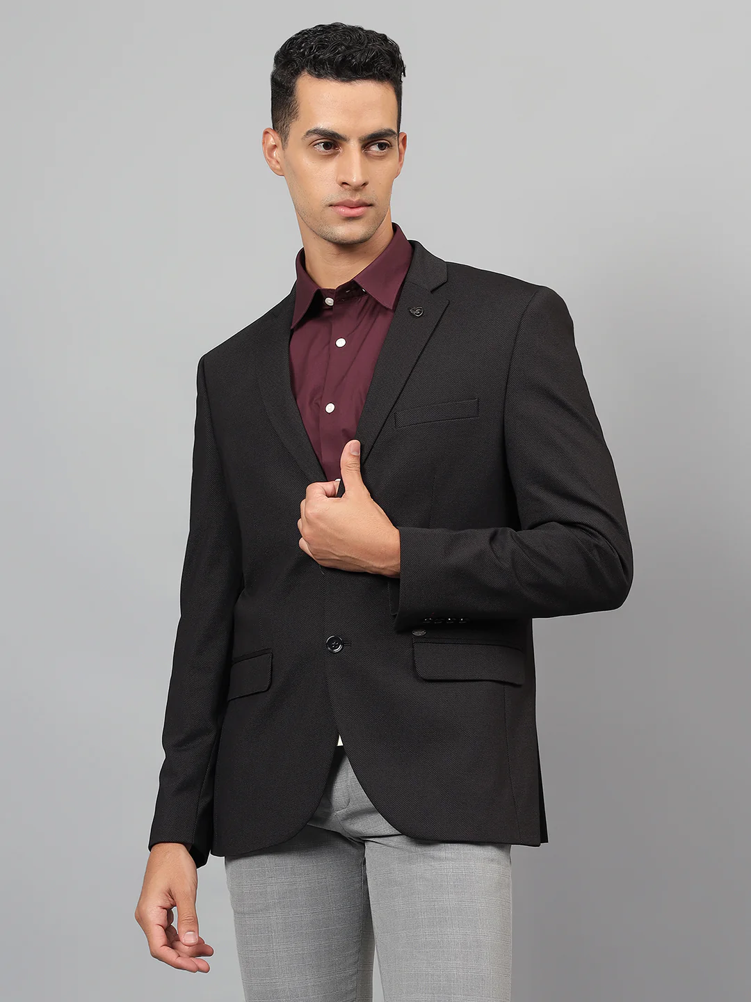 Blazer for Men | Premium Casual Blazer Slim Fit Notched Collar Terry Rayon Fabric Self Design Pattern - Image 2