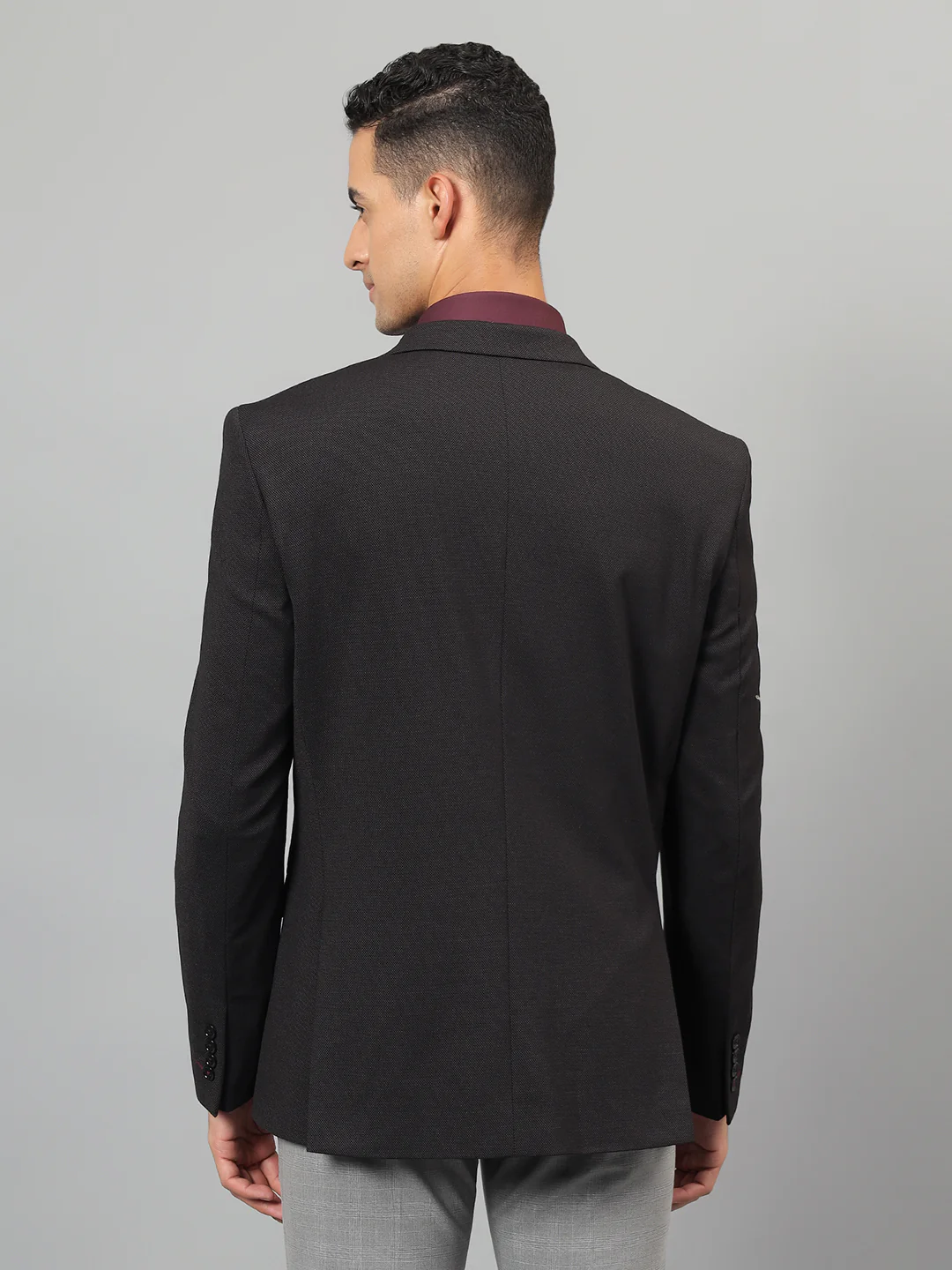 Blazer for Men | Premium Casual Blazer Slim Fit Notched Collar Terry Rayon Fabric Self Design Pattern - Image 3