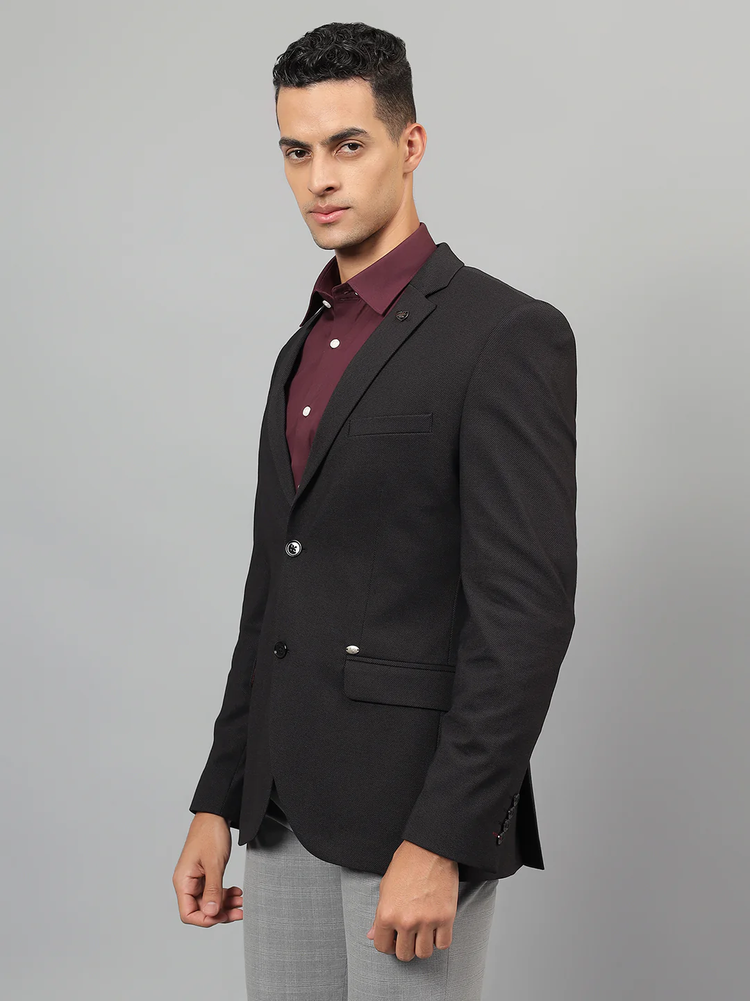 Blazer for Men | Premium Casual Blazer Slim Fit Notched Collar Terry Rayon Fabric Self Design Pattern - Image 4