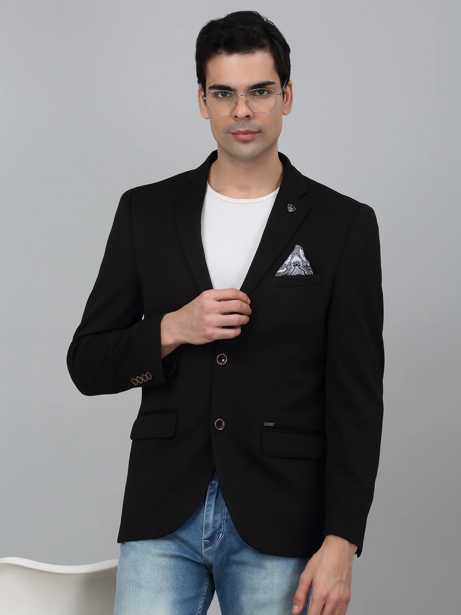 Blazer for Men | Premium Casual Blazer Slim Fit Notched Collar Polyester Fabric Solid Pattern - Image 3