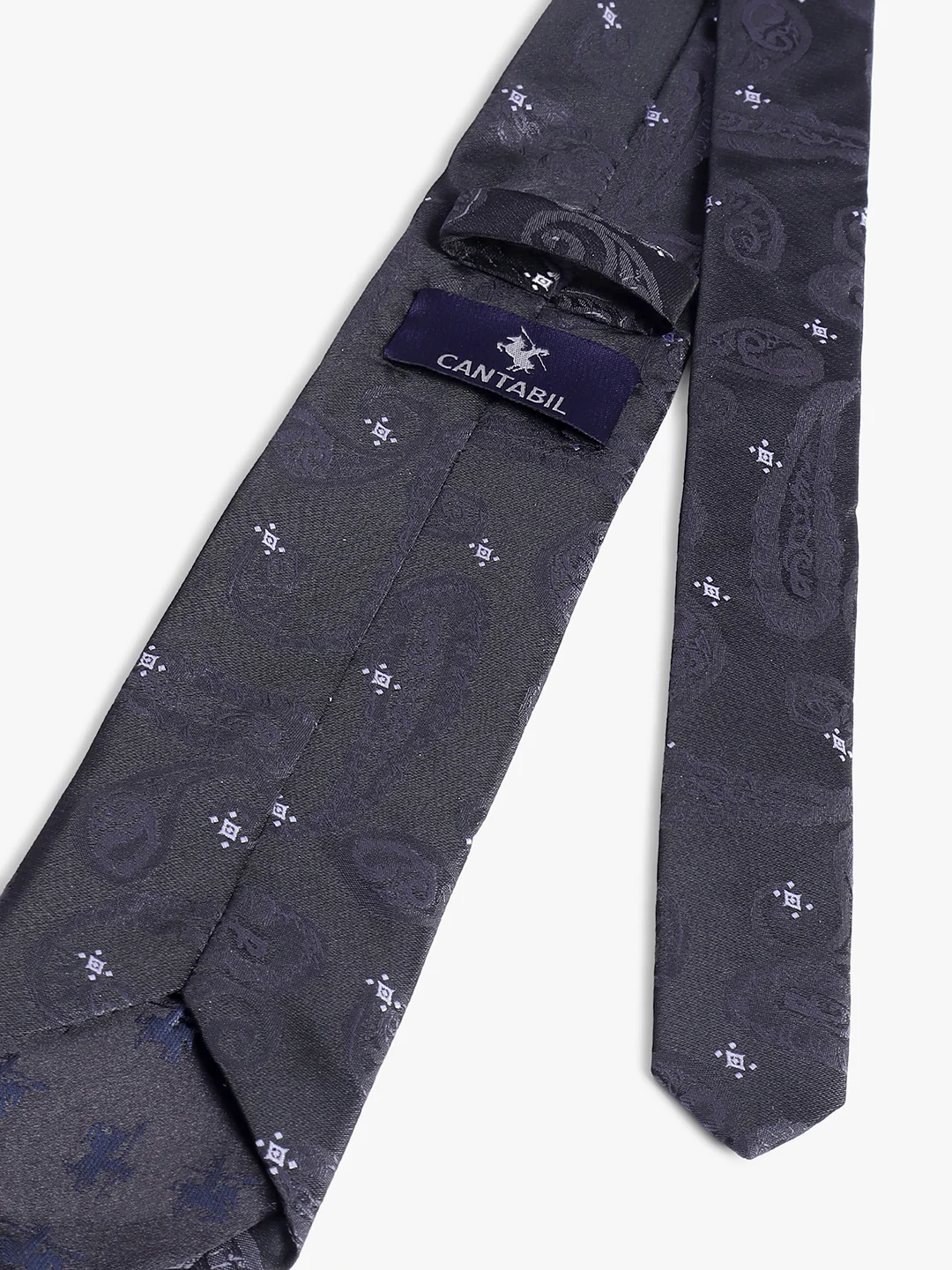 Men's Black Self Design Tie With Pocket Square Set - Image 2