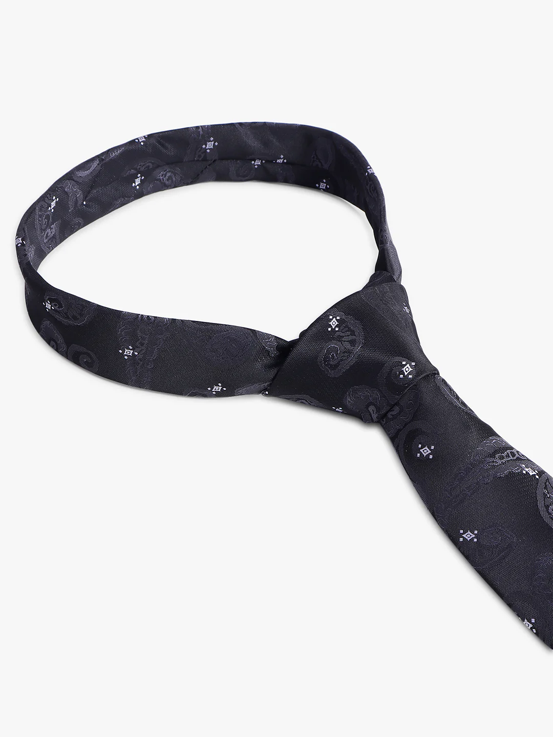 Men's Black Self Design Tie With Pocket Square Set - Image 3