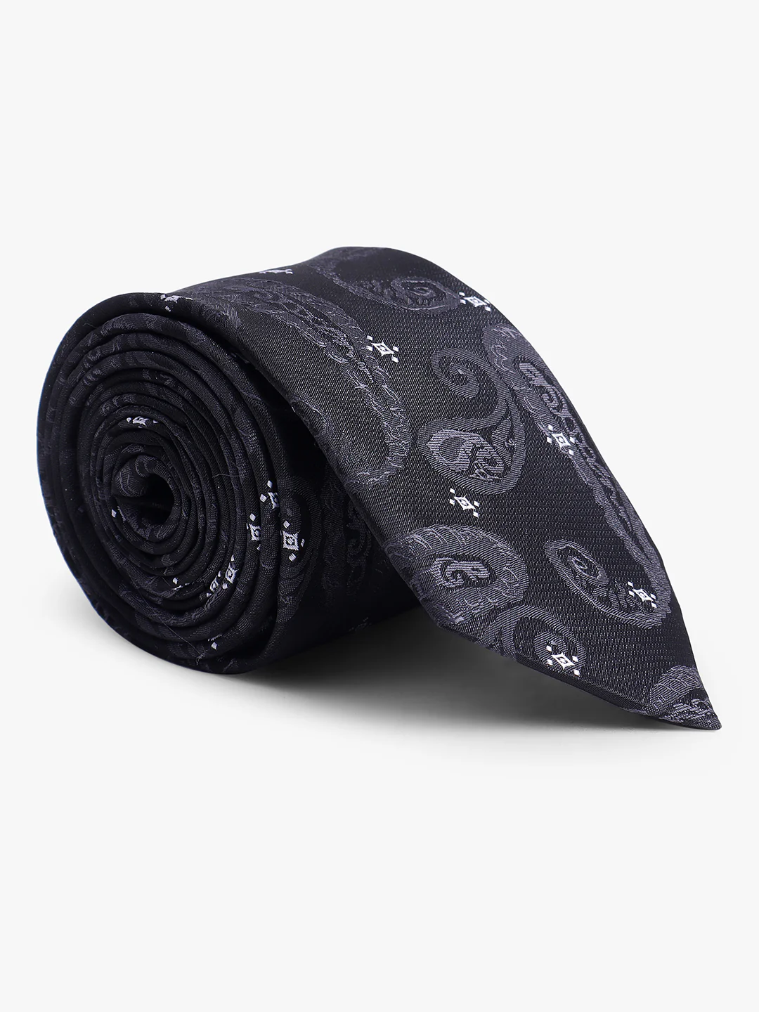 Men's Black Self Design Tie With Pocket Square Set - Image 7