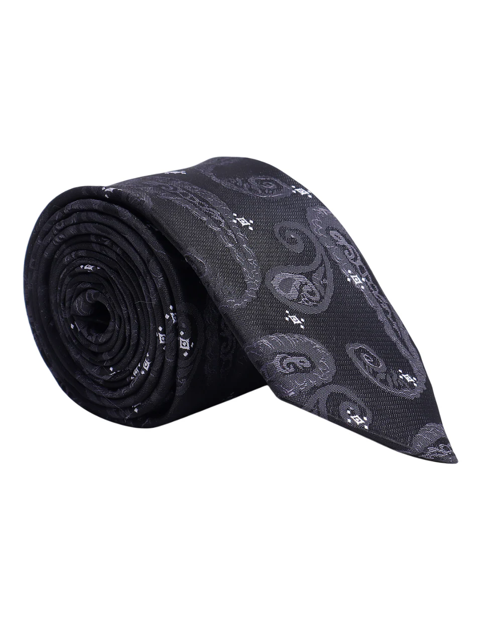 Men's Black Self Design Tie With Pocket Square Set - Image 8