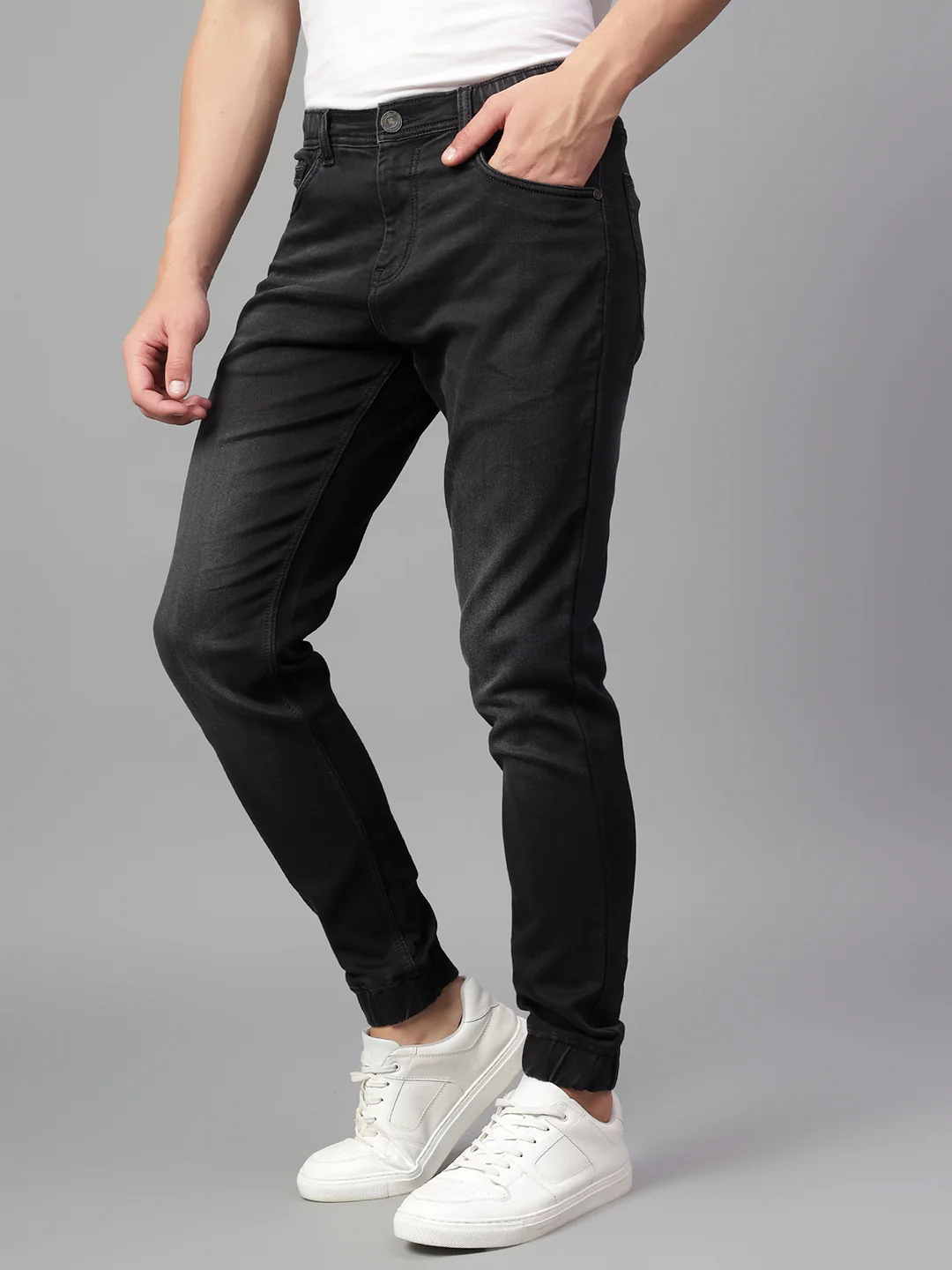 Men's Black Solid Casual Jogger - Image 4