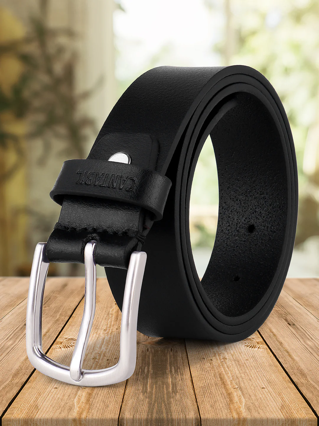 Men's Black Solid Formal Belt - Image 2