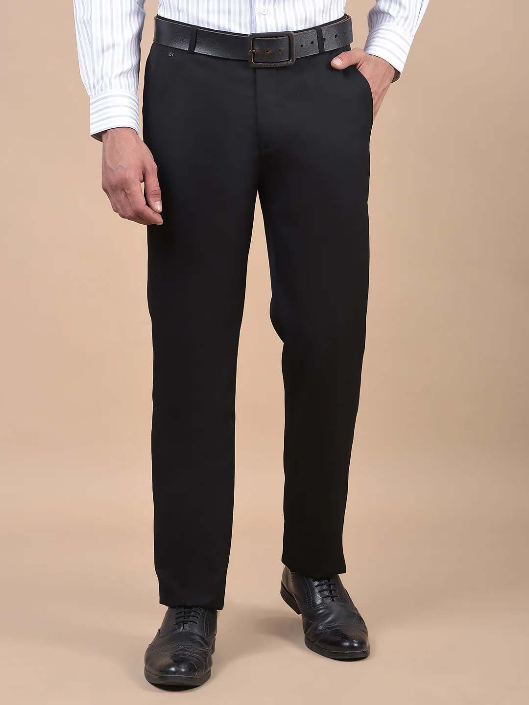 Formal Trouser for Men | Breathable & Soft with Color Fastness Regular Fit Poly Viscose Fabric Solid Pattern Hook & Eye Closure - Image 2