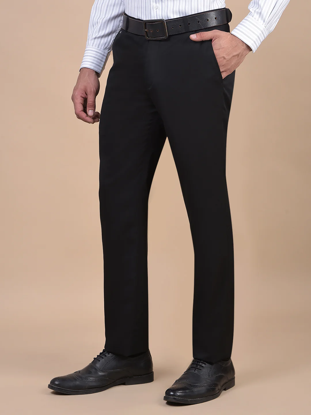 Formal Trouser for Men | Breathable & Soft with Color Fastness Regular Fit Poly Viscose Fabric Solid Pattern Hook & Eye Closure - Image 3