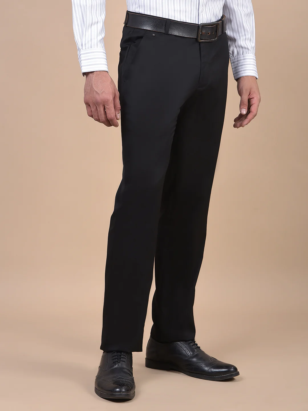 Formal Trouser for Men | Breathable & Soft with Color Fastness Regular Fit Poly Viscose Fabric Solid Pattern Hook & Eye Closure - Image 4