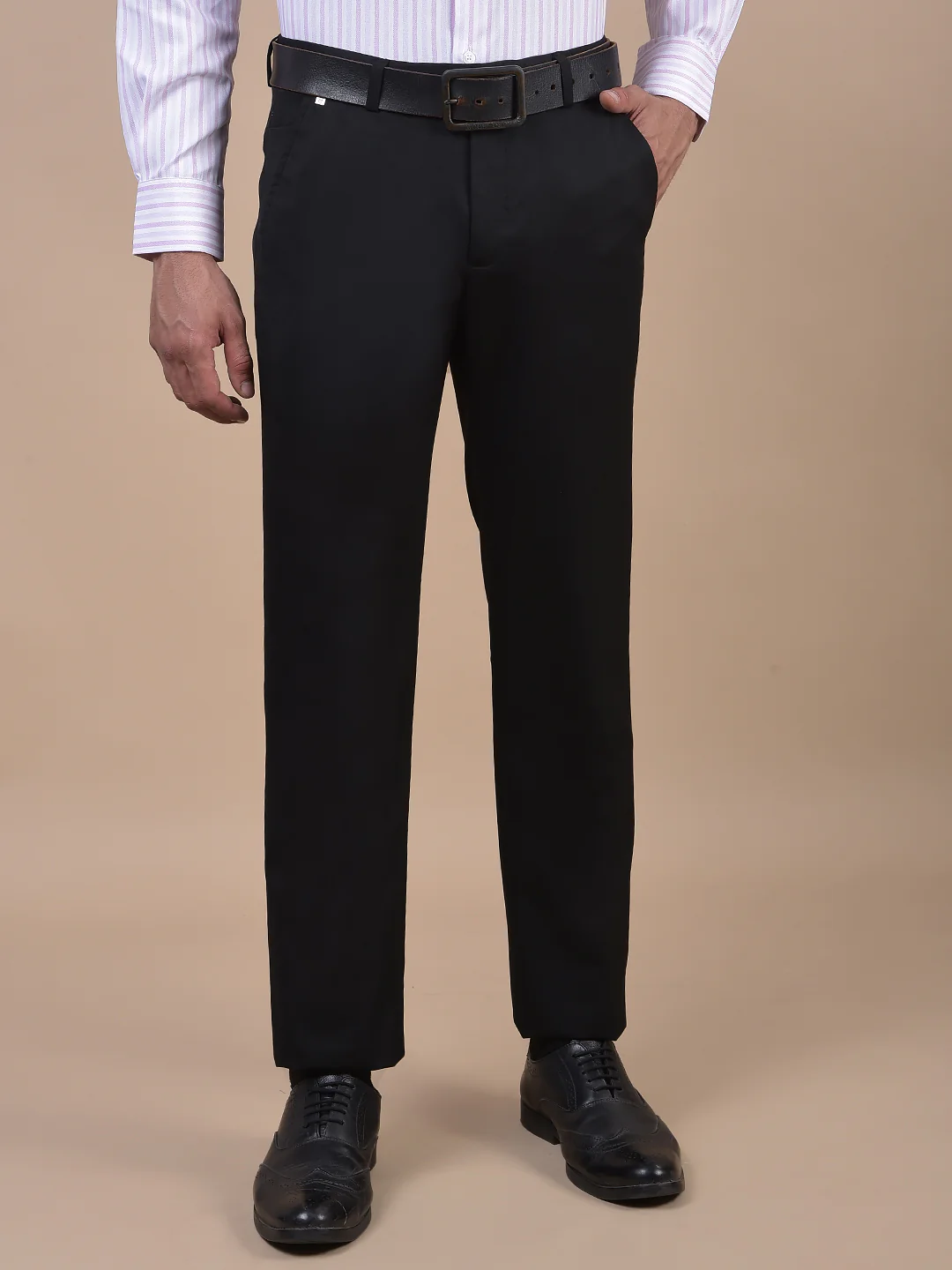 Formal Trouser for Men | Breathable & Soft with Color Fastness Regular Fit Poly Viscose Fabric Solid Pattern Hook & Eye Closure - Image 4