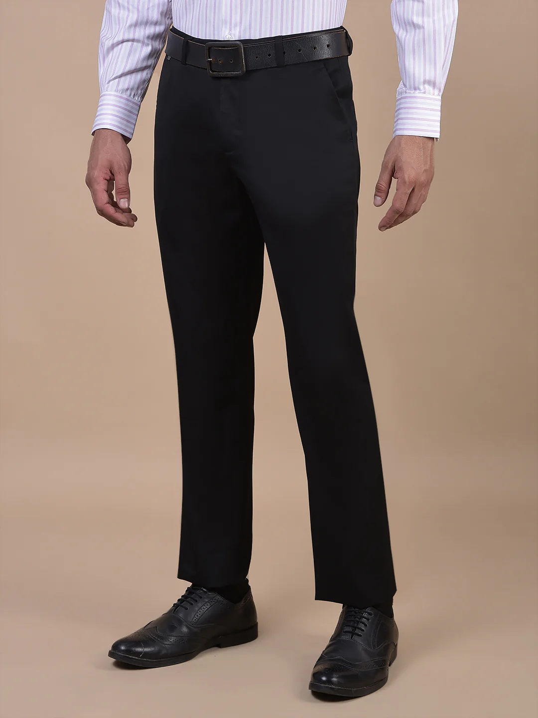 Formal Trouser for Men | Breathable & Soft with Color Fastness Regular Fit Poly Viscose Fabric Solid Pattern Hook & Eye Closure - Image 5