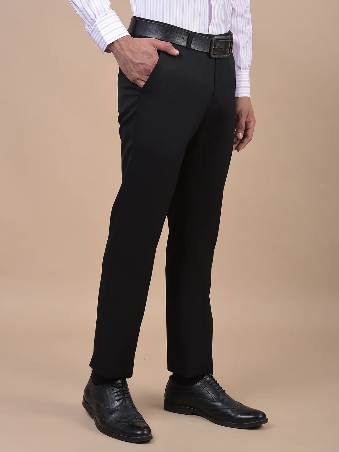 Formal Trouser for Men | Breathable & Soft with Color Fastness Regular Fit Poly Viscose Fabric Solid Pattern Hook & Eye Closure - Image 6