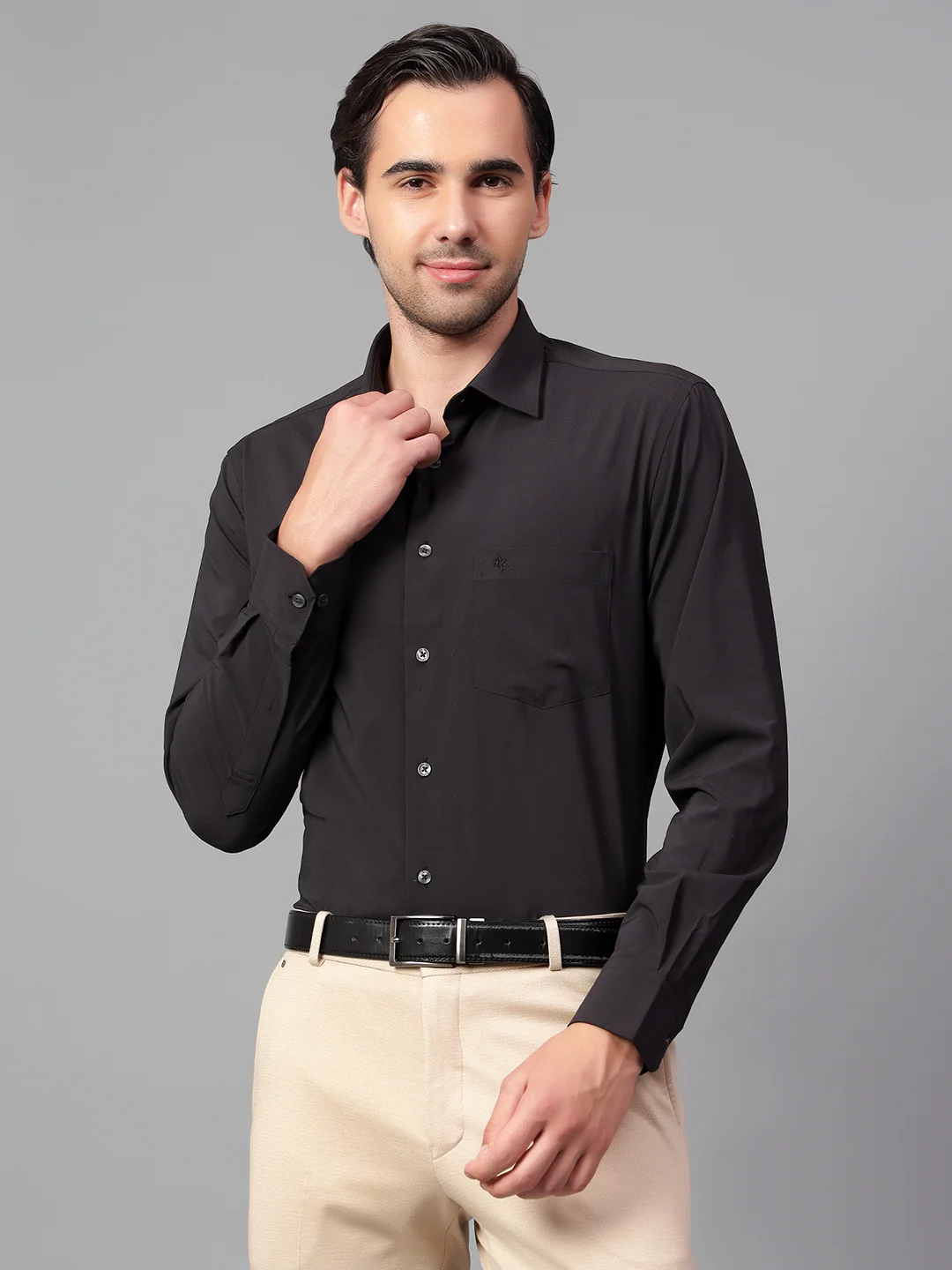 Formal Shirt for Men l Breathable & Soft with Color Fastness Regular Fit Spread Collar Neck Poly Cotton Fabric Solid Pattern - Image 4