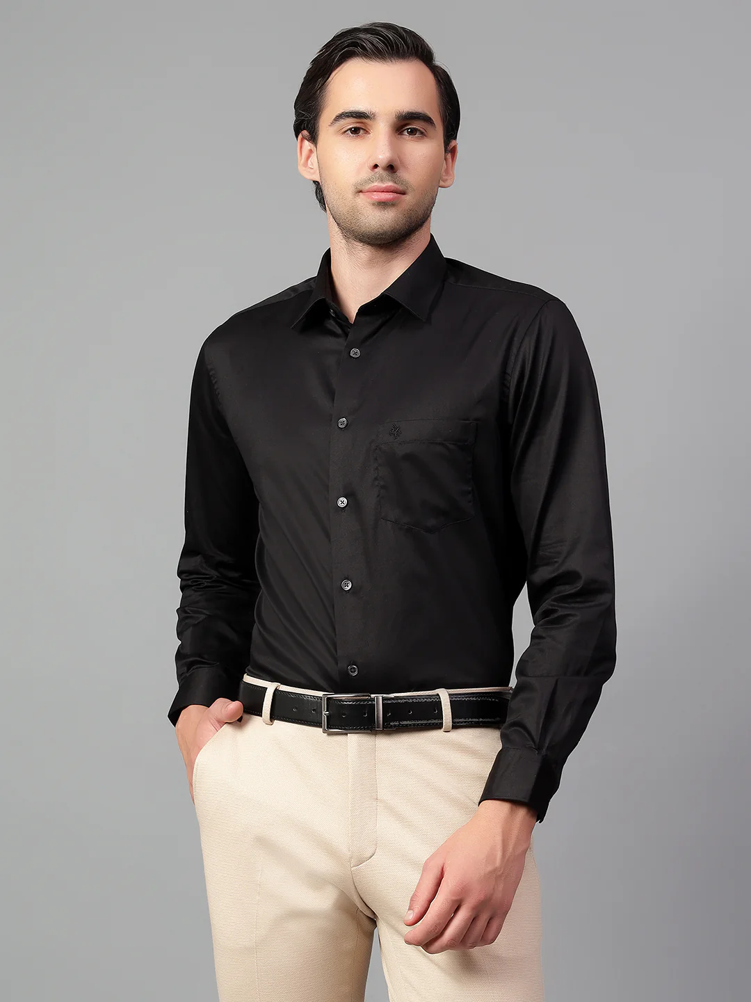Formal Shirt for Men l Breathable & Soft with Color Fastness Regular Fit Spread Collar Neck Cotton Fabric Solid Pattern - Image 3