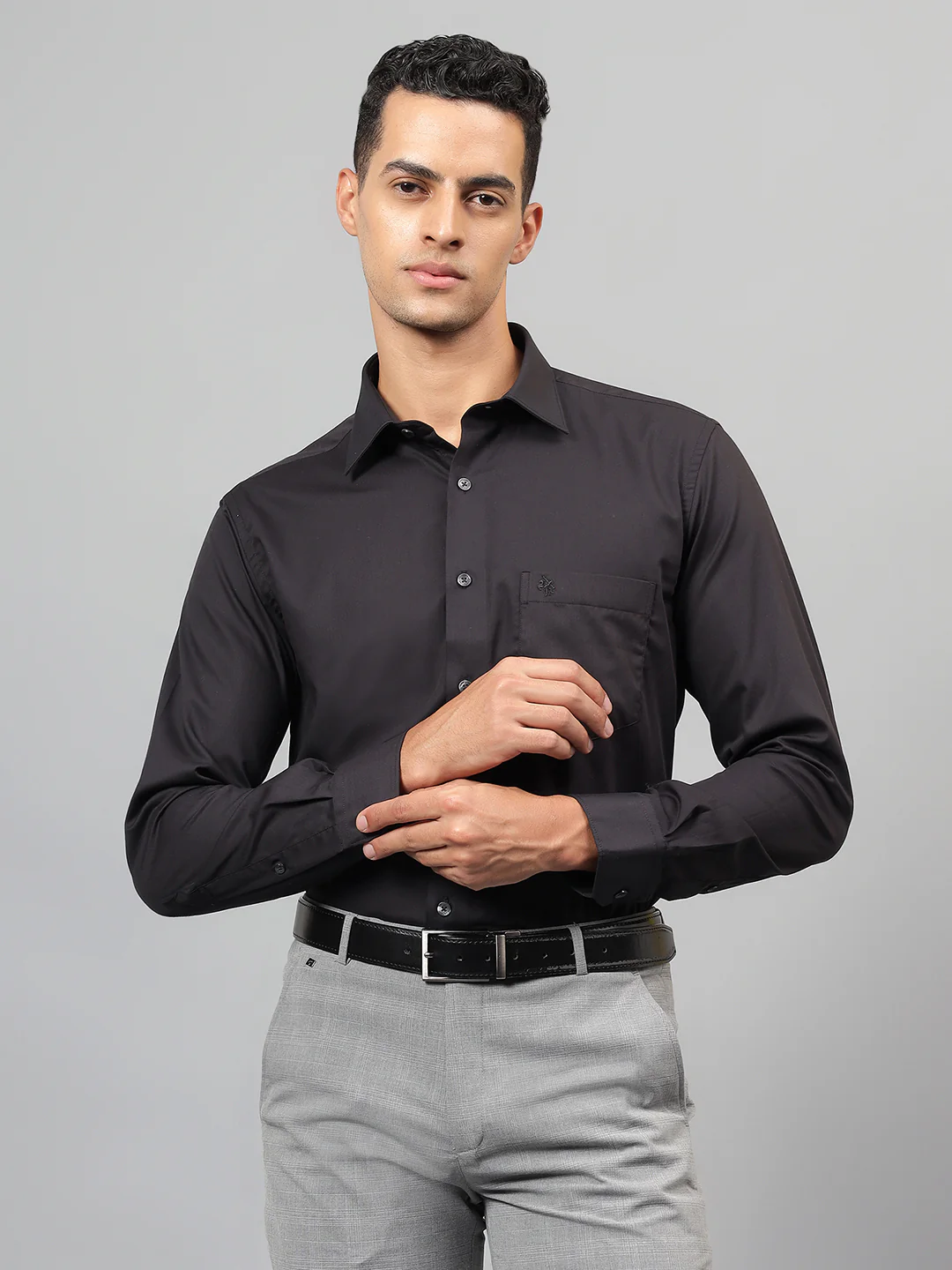 Formal Shirt for Men l Breathable & Soft with Color Fastness Regular Fit Spread Collar Neck Cotton Blend Fabric Solid Pattern - Image 2