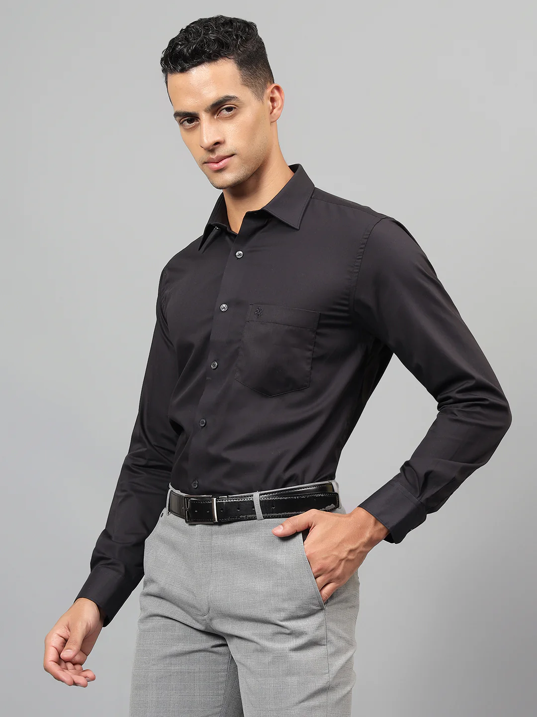 Formal Shirt for Men l Breathable & Soft with Color Fastness Regular Fit Spread Collar Neck Cotton Blend Fabric Solid Pattern - Image 3