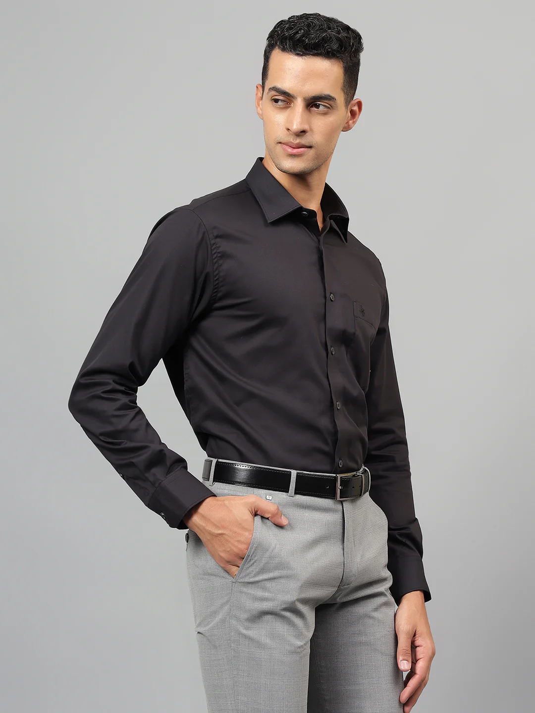 Formal Shirt for Men l Breathable & Soft with Color Fastness Regular Fit Spread Collar Neck Cotton Blend Fabric Solid Pattern - Image 4