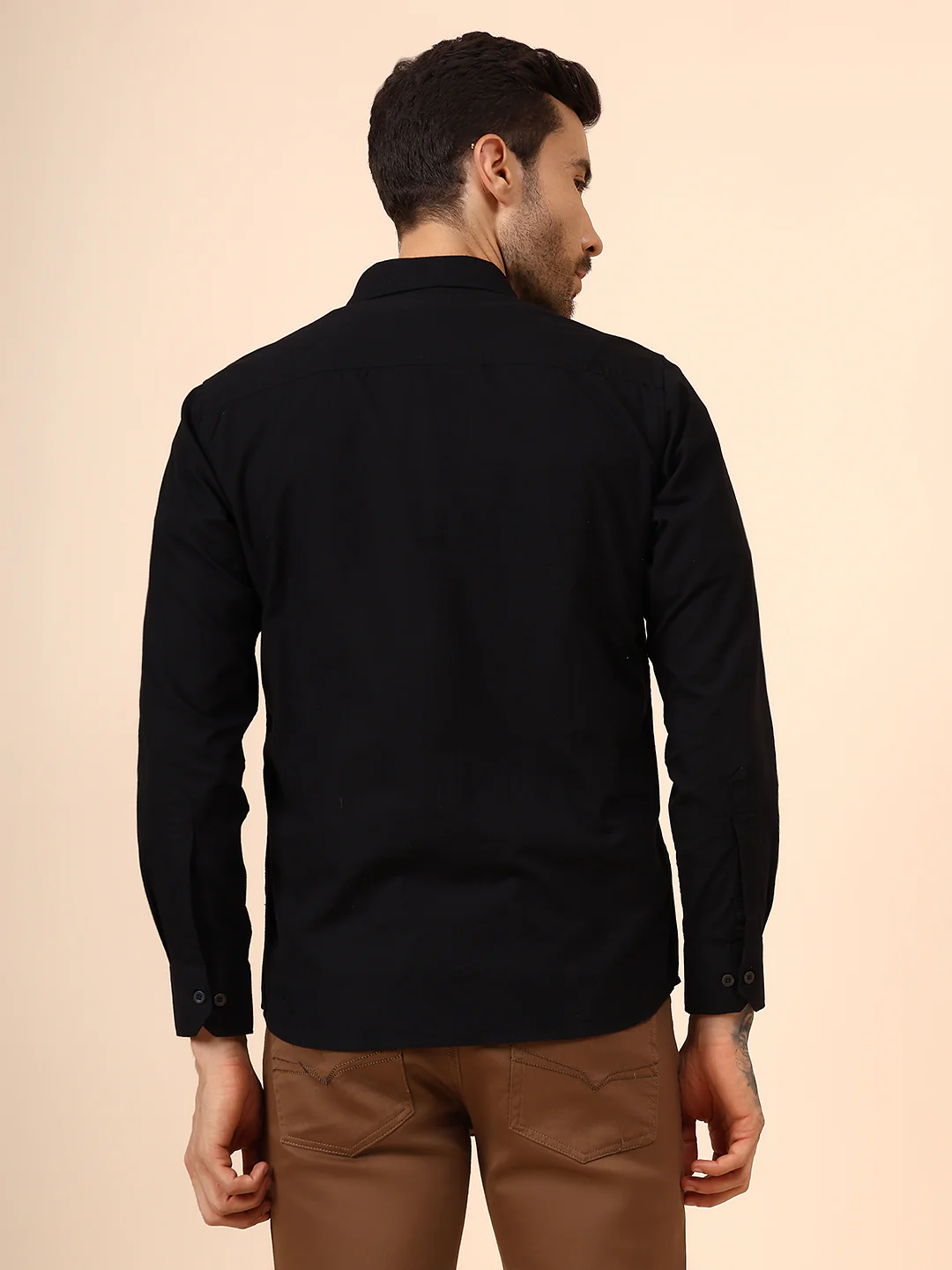 Casual Shirt for Men | Breathable & Soft with Color Fastness Regular Fit Spread Collar Neck Cotton Fabric Solid Pattern - Image 5