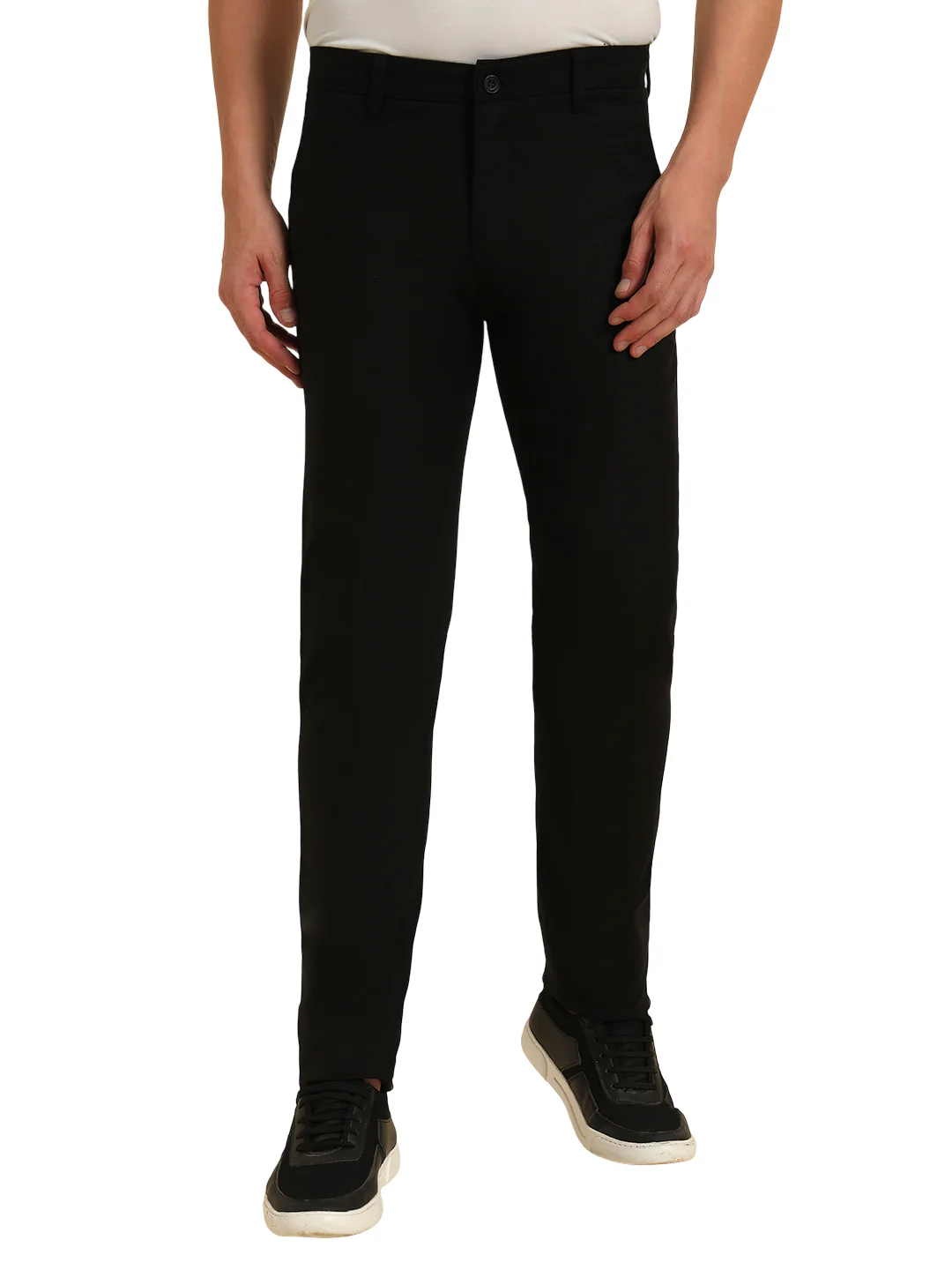 Casual Trouser for Men | Breathable & Soft with Color Fastness Regular Fit Cotton Blend Fabric Solid Pattern Button Closure - Image 3