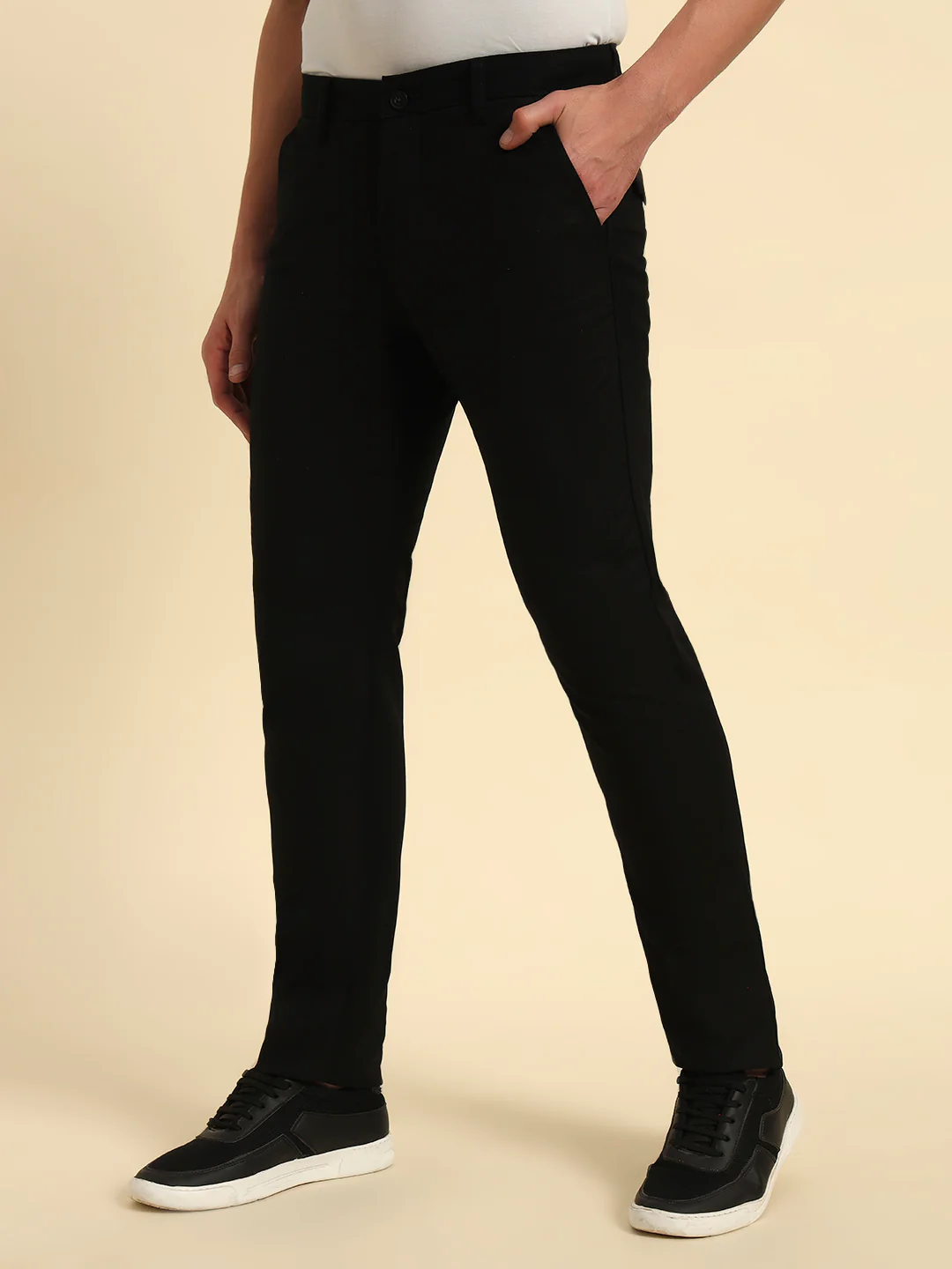 Casual Trouser for Men | Breathable & Soft with Color Fastness Regular Fit Cotton Blend Fabric Solid Pattern Button Closure - Image 6