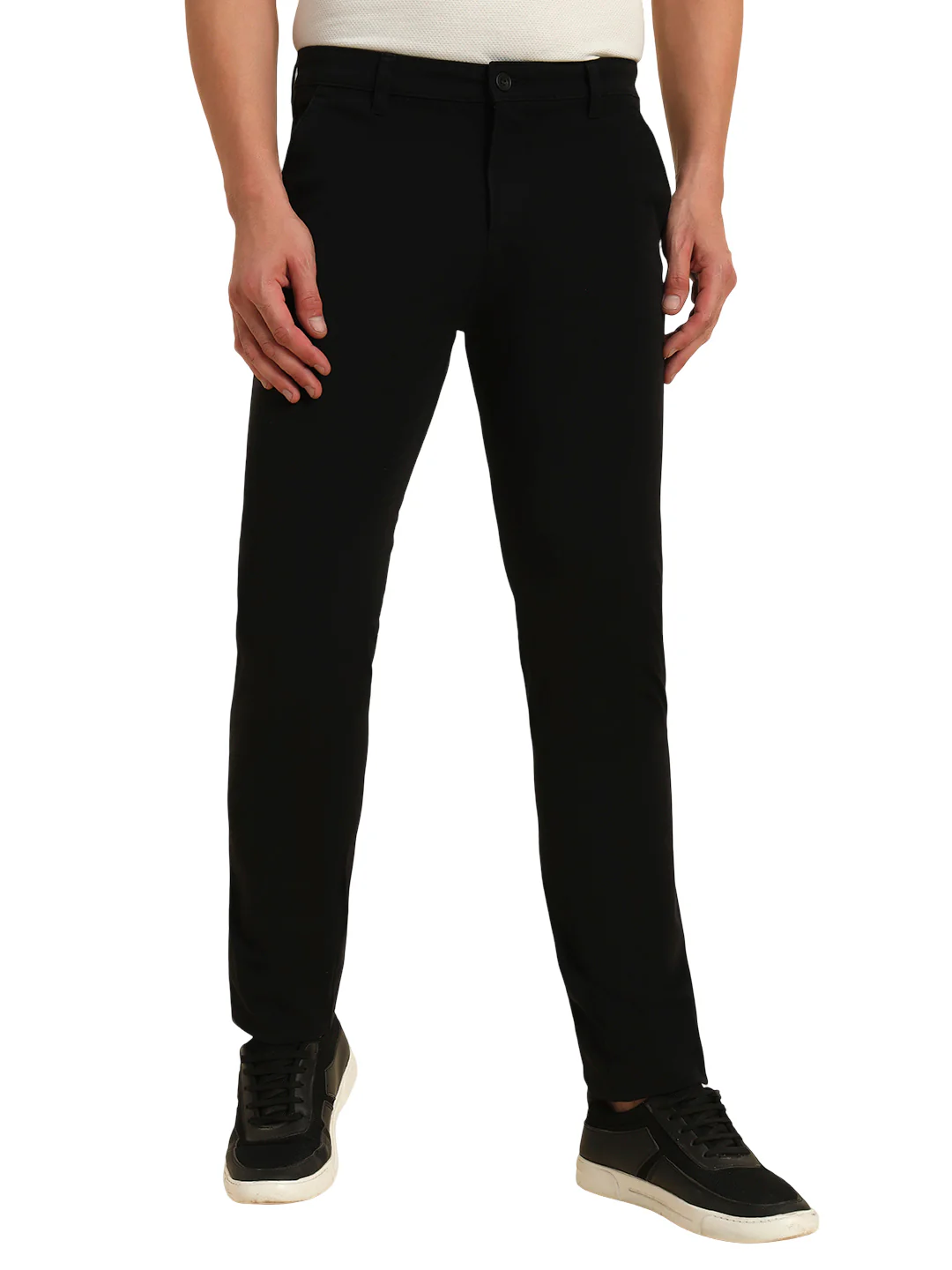 Casual Trouser for Men | Breathable & Soft with Color Fastness Regular Fit Cotton Blend Fabric Solid Pattern Button Closure - Image 4