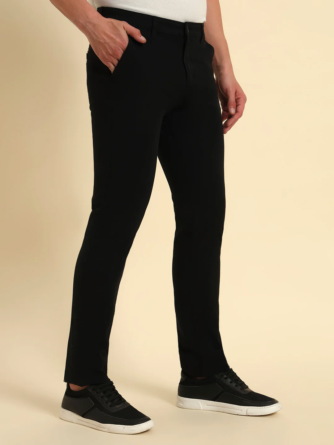 Casual Trouser for Men | Breathable & Soft with Color Fastness Regular Fit Cotton Blend Fabric Solid Pattern Button Closure - Image 7