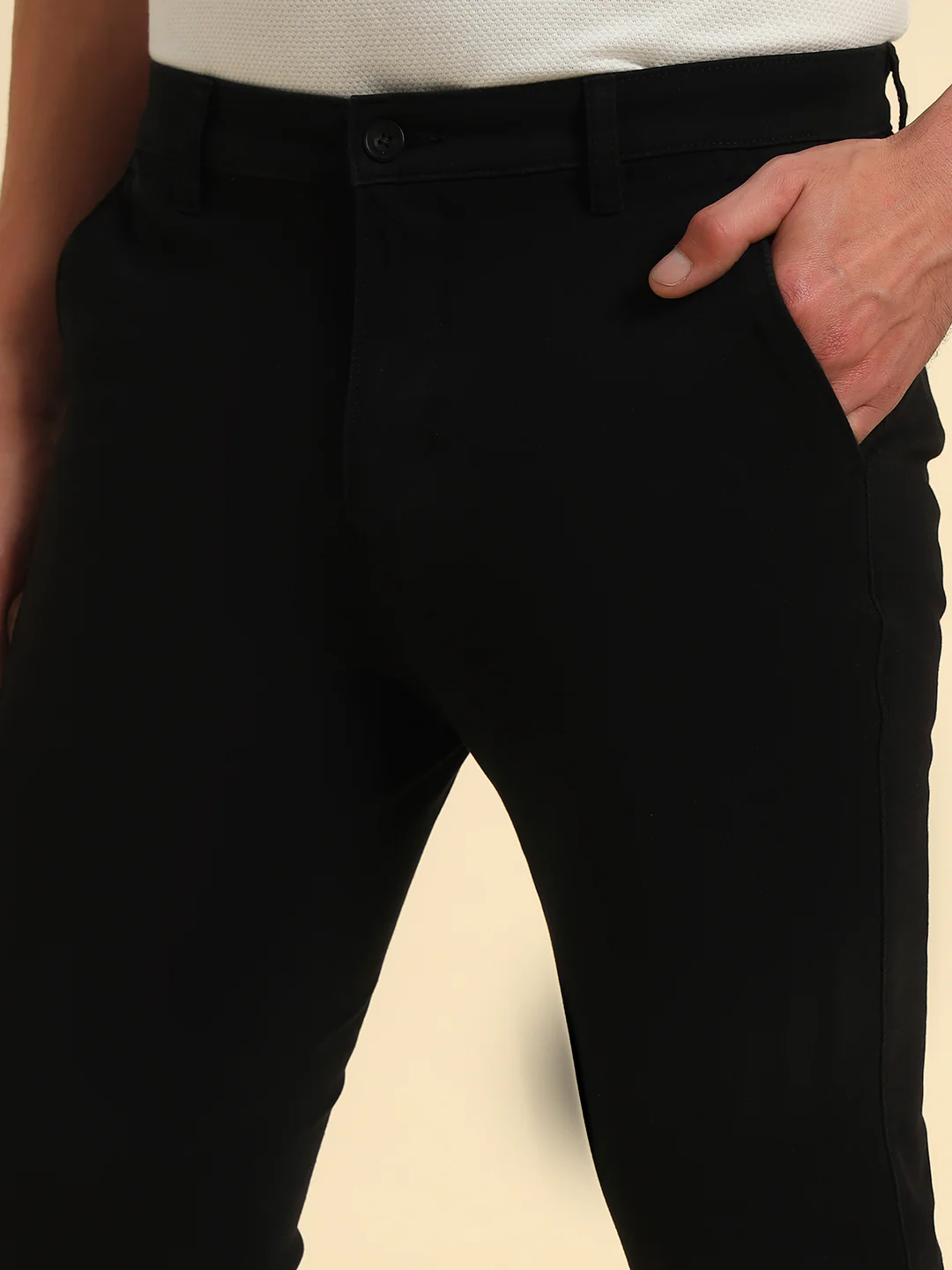 Casual Trouser for Men | Breathable & Soft with Color Fastness Regular Fit Cotton Blend Fabric Solid Pattern Button Closure - Image 8