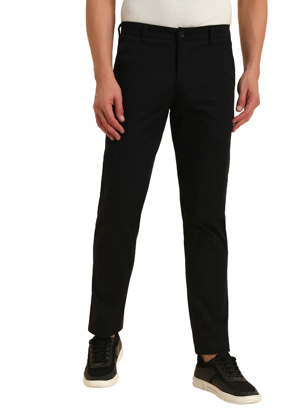 Casual Trouser for Men | Breathable & Soft with Color Fastness Regular Fit Cotton Blend Fabric Solid Pattern Button Closure - Image 2