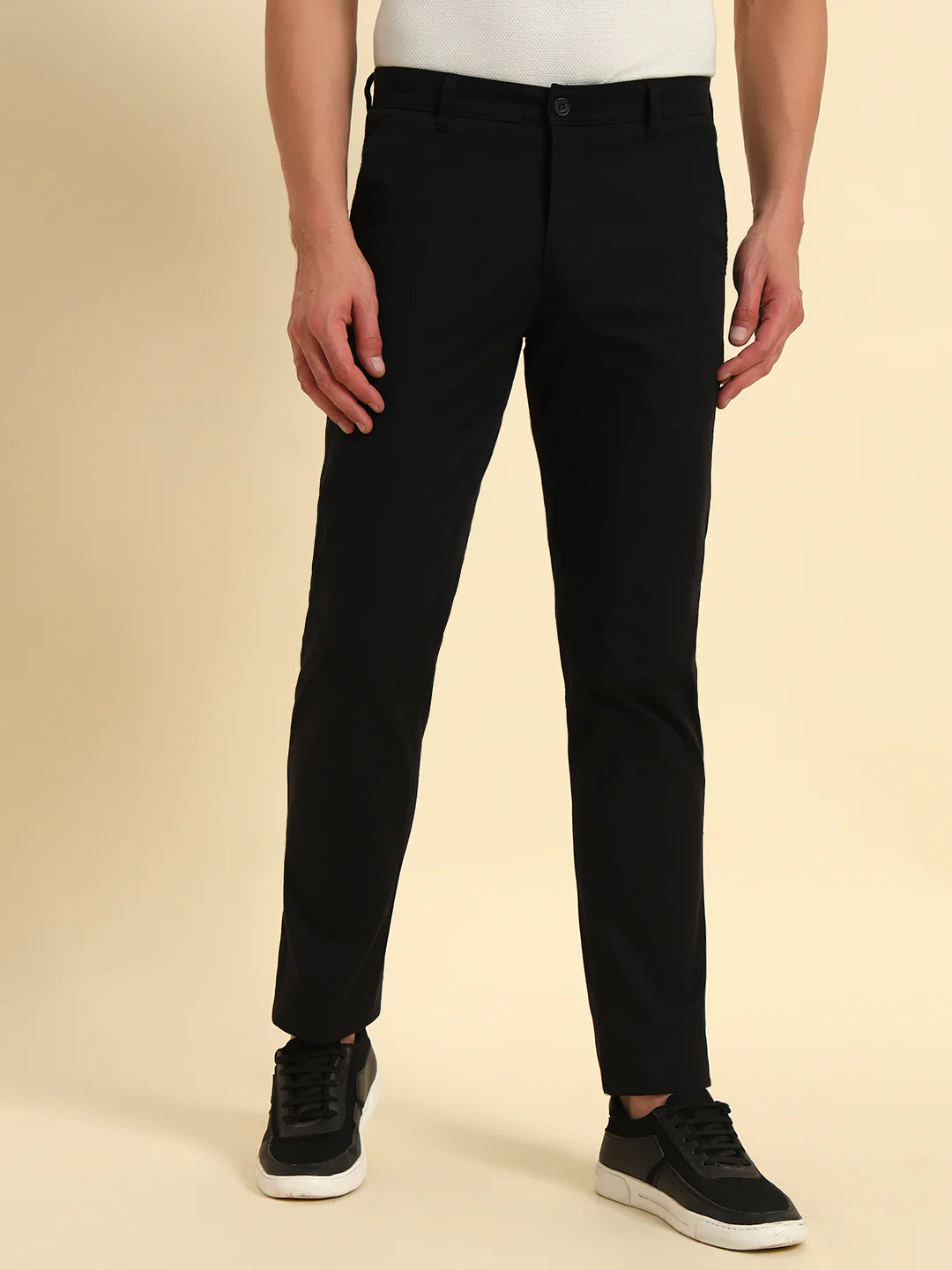 Casual Trouser for Men | Breathable & Soft with Color Fastness Regular Fit Cotton Blend Fabric Solid Pattern Button Closure - Image 3