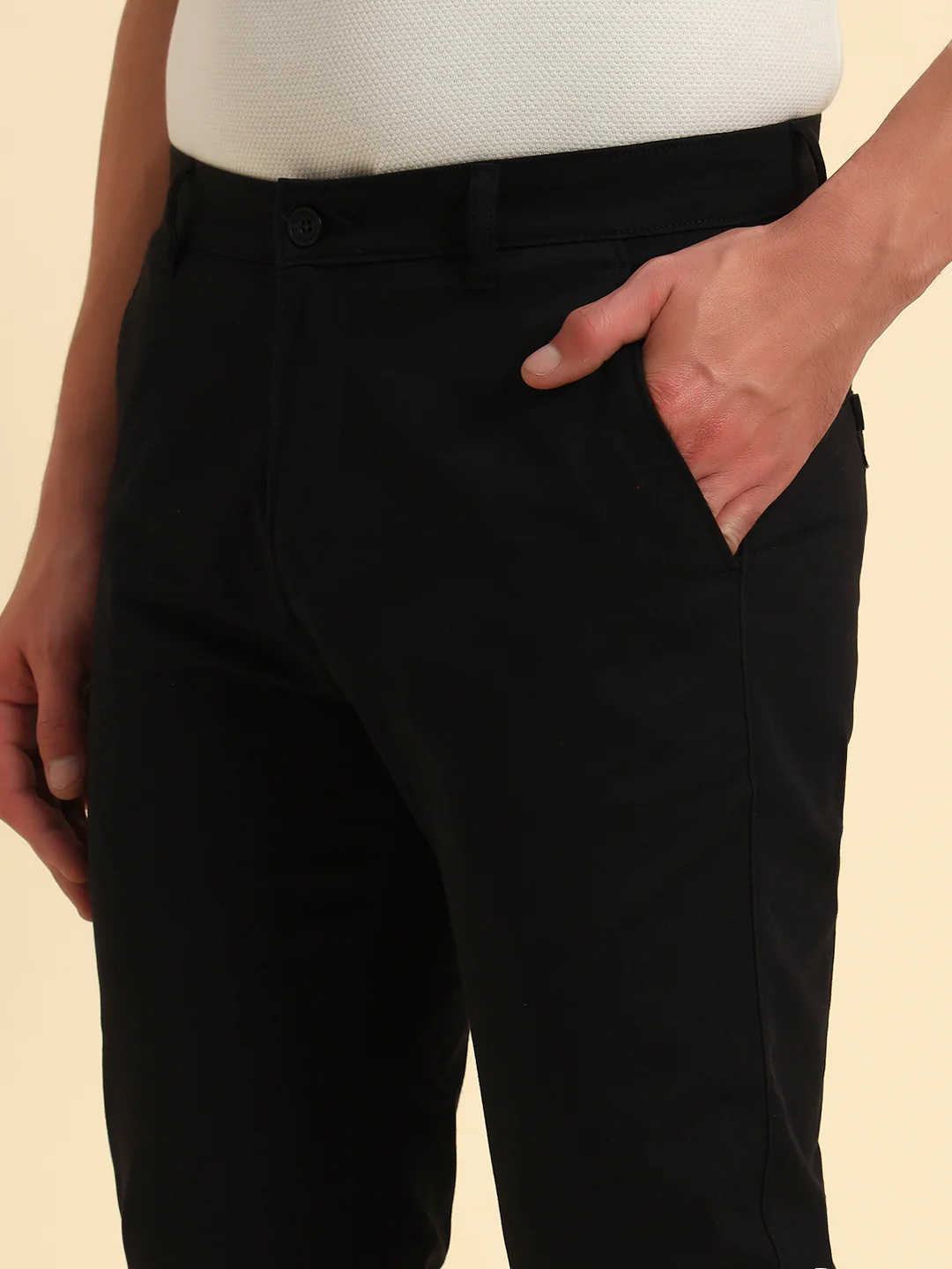 Casual Trouser for Men | Breathable & Soft with Color Fastness Regular Fit Cotton Blend Fabric Solid Pattern Button Closure - Image 6