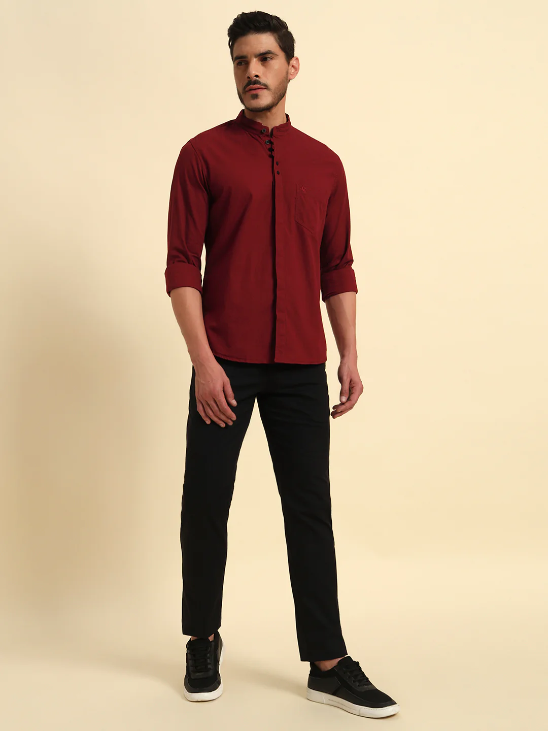 Casual Trouser for Men | Breathable & Soft with Color Fastness Regular Fit Cotton Blend Fabric Solid Pattern Button Closure - Image 9