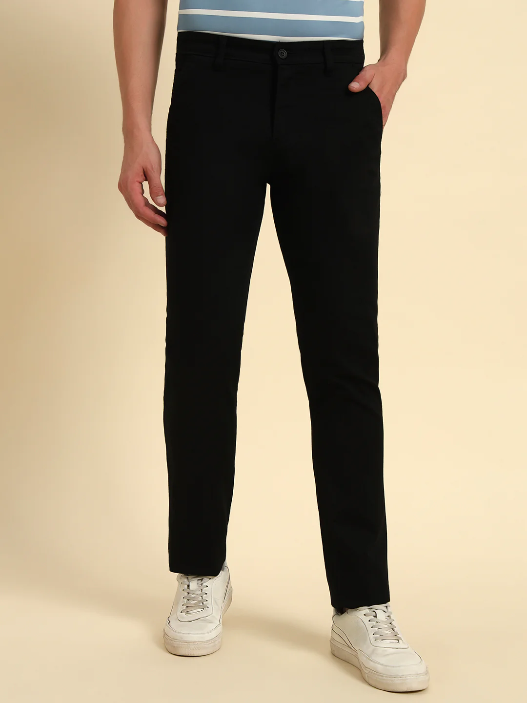 Casual Trouser for Men | Breathable & Soft with Color Fastness Regular Fit Poly Cotton Fabric Solid Pattern Button Closure - Image 3