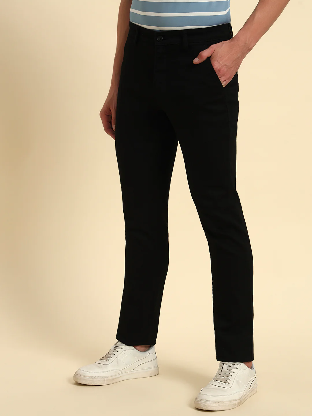 Casual Trouser for Men | Breathable & Soft with Color Fastness Regular Fit Poly Cotton Fabric Solid Pattern Button Closure - Image 4