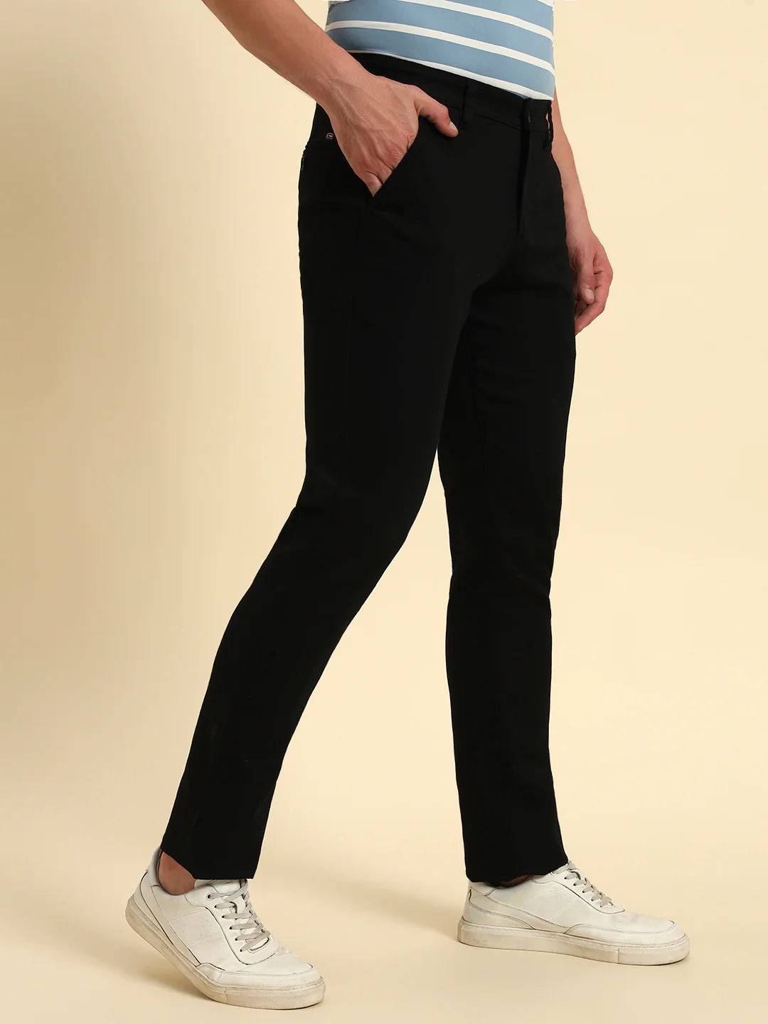 Casual Trouser for Men | Breathable & Soft with Color Fastness Regular Fit Poly Cotton Fabric Solid Pattern Button Closure - Image 5