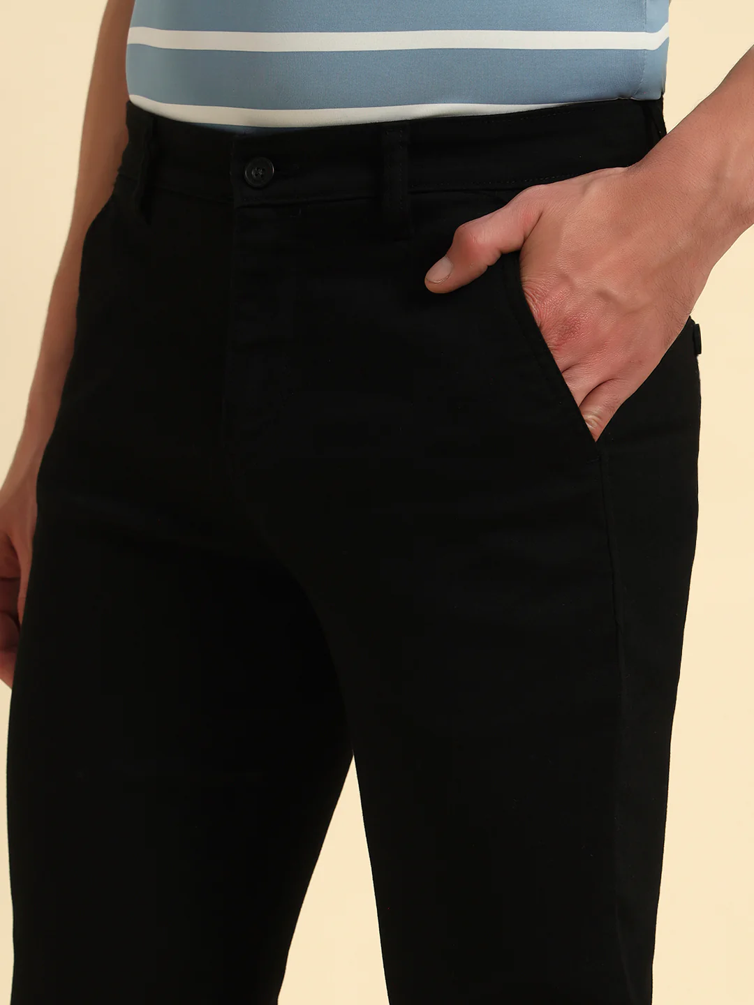 Casual Trouser for Men | Breathable & Soft with Color Fastness Regular Fit Poly Cotton Fabric Solid Pattern Button Closure - Image 6