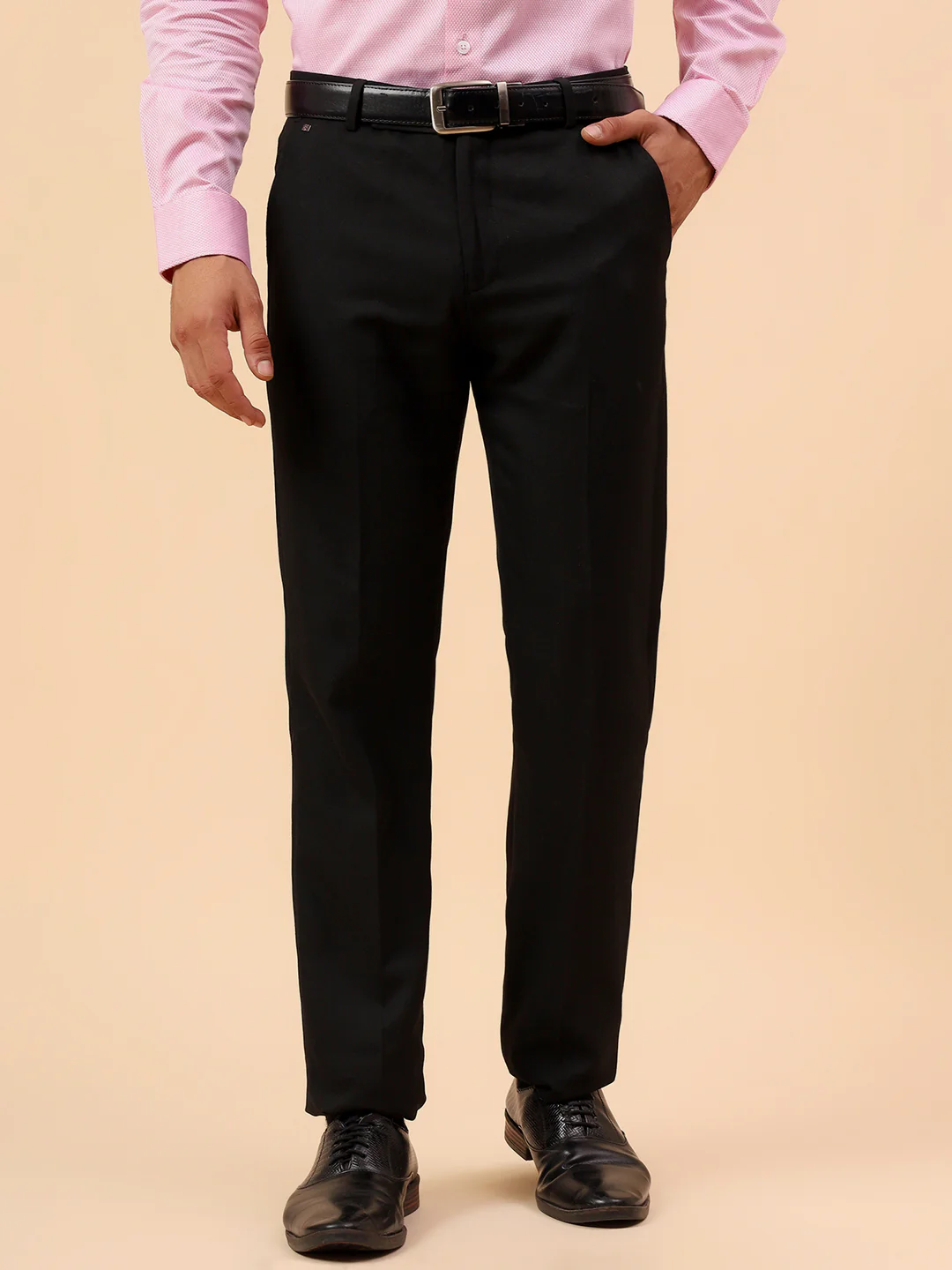 Formal Trouser for Men | Breathable & Soft with Color Fastness Regular Fit Poly Viscose Fabric Solid Pattern Hook & Eye Closure - Image 4