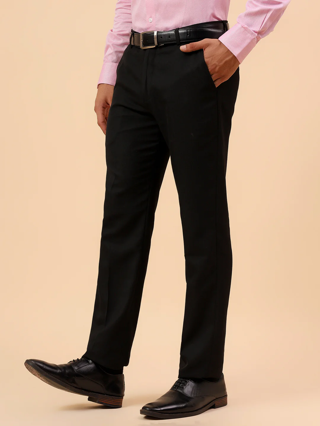 Formal Trouser for Men | Breathable & Soft with Color Fastness Regular Fit Poly Viscose Fabric Solid Pattern Hook & Eye Closure - Image 5