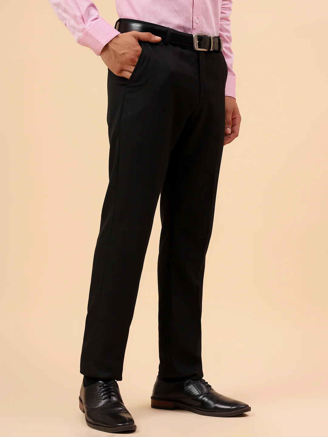 Formal Trouser for Men | Breathable & Soft with Color Fastness Regular Fit Poly Viscose Fabric Solid Pattern Hook & Eye Closure - Image 6