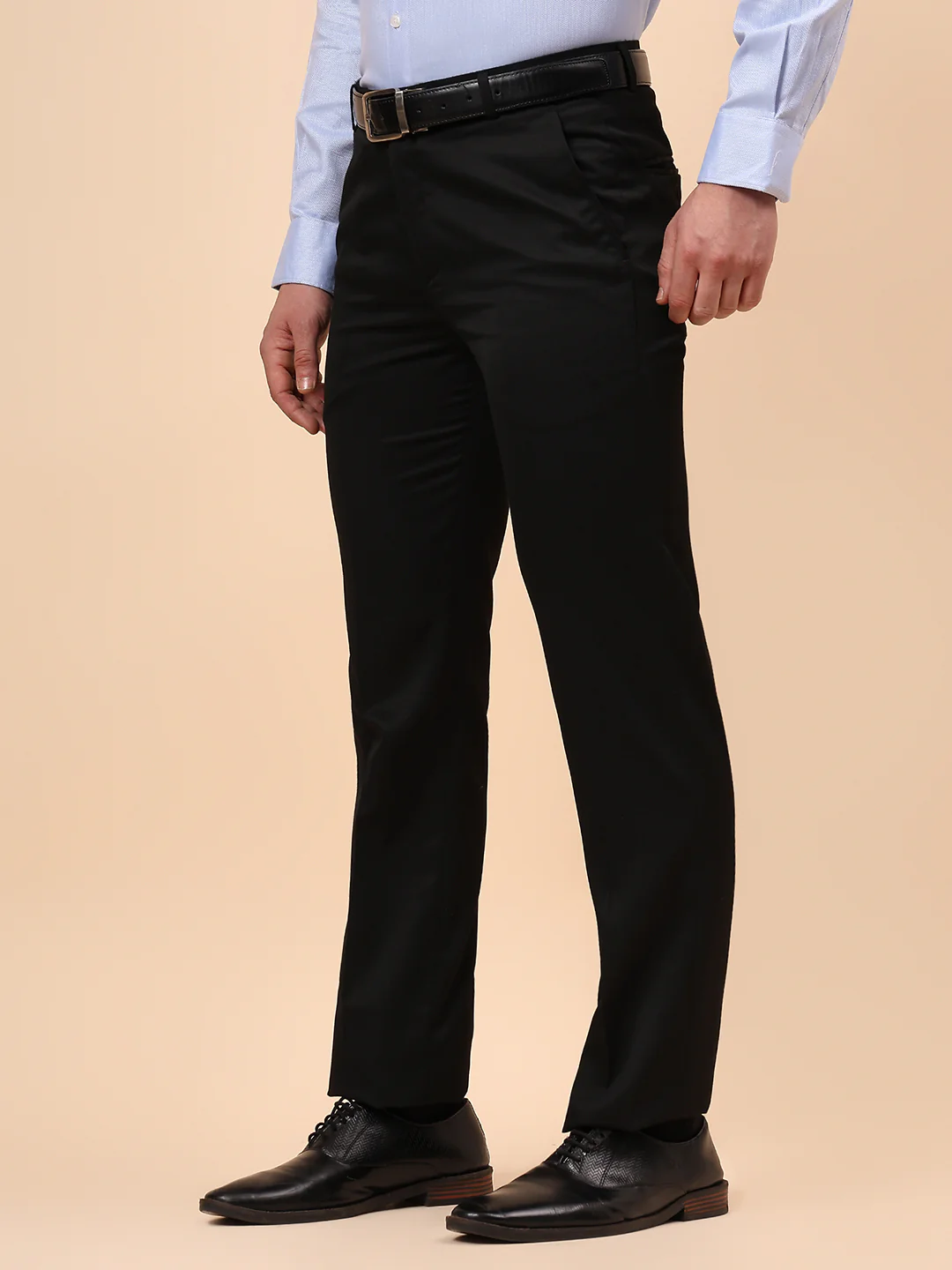 Formal Trouser for Men | Breathable & Soft with Color Fastness Regular Fit Poly Viscose Fabric Solid Pattern Hook & Eye Closure - Image 5