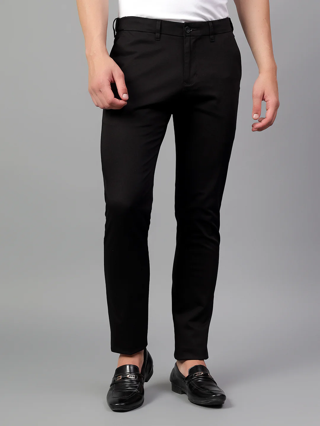 Casual Trouser for Men | Breathable & Soft with Color Fastness Regular Fit Cotton Blend Fabric Solid Pattern Button Closure - Image 2